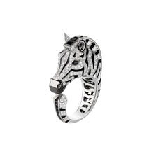 925 Silver Gold-Plated Ring High Carbon Drill Enamel Color Baojia Zebra Animal Trend Personalized Hip Horse Face Dress Ring