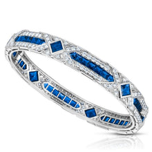 925 silver gold-plated high-carbon diamond GRC cultivated cobalt spinel peacock blue Artdeco Western antique vintage bracelet