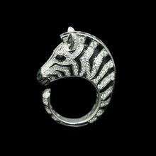 925 Silver Gold-Plated Ring High Carbon Drill Enamel Color Baojia Zebra Animal Trend Personalized Hip Horse Face Dress Ring