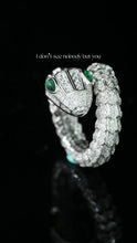 925 silver gold-plated ring high-carbon diamond Muzo green spirit snake personalized trend fashion versatile ring Panyu silver jewelry