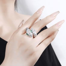 925 silver gold-plated ring high-carbon diamond Muzo green spirit snake personalized trend fashion versatile ring Panyu silver jewelry