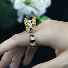 925 silver gold-plated ring high carbon diamond enamel Baojia Bengal leopard cat ring personalized trend of fashion versatile