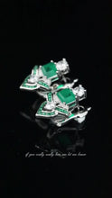 925 Silver Gold Plated Earrings High Carbon Drill Muzo Green Baojia Art deco style emerald ear claps