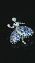 925 Silver Gold Plated High Carbon Diamond Royal Blue Van Family Dancing Elf Fairy Ballet Brooch