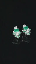 925 Silver Gold Plated Earrings High Carbon Drill Muzo Green Baojia Art deco style emerald ear claps